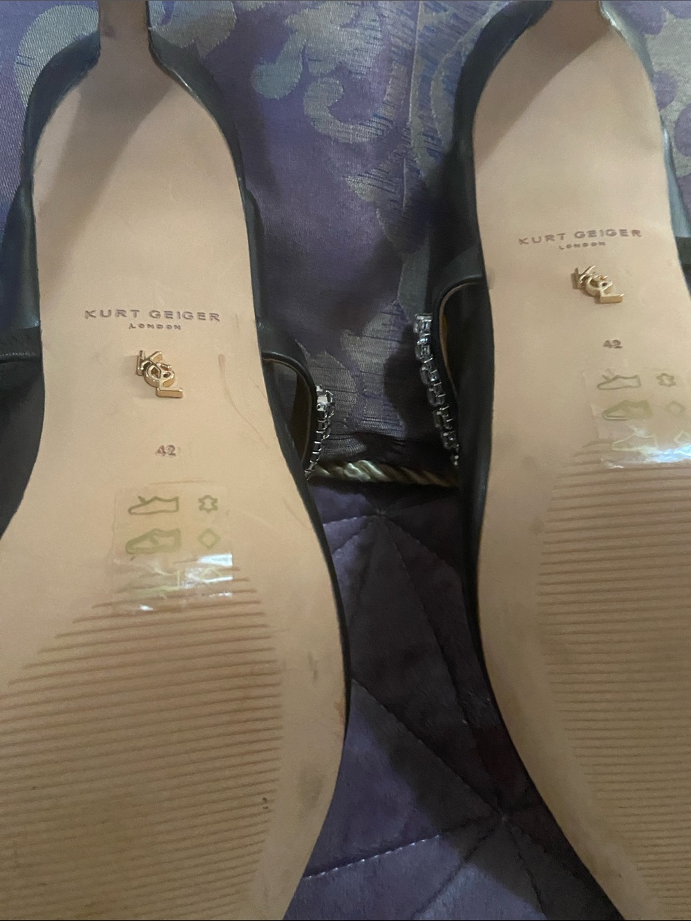 Kurt Geiger Black Pointed-Toe Mules with Crystal Strap - Picture 6 of 7